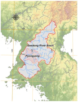 Fig. 2. Study area in this study (Daedong river basin and Pyongyang)