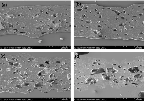 Fig. 5 shows the cross section images of the foaming films.