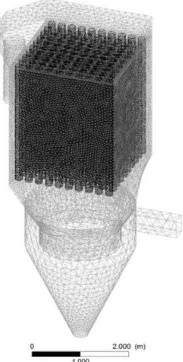 그림  1로  작성된  형상에  대하여  ANSYS사의  ANSYS  Meshing  프로그램을  사용하여  격자를  생성 하였다.  3D  현상에  대한  격자의  종류는  육면체  격 자,  사면체 격자,  프리즘 격자 등이 있다