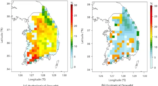 Fig. 5. Ratio of drought duration to whole period for spatial distribution