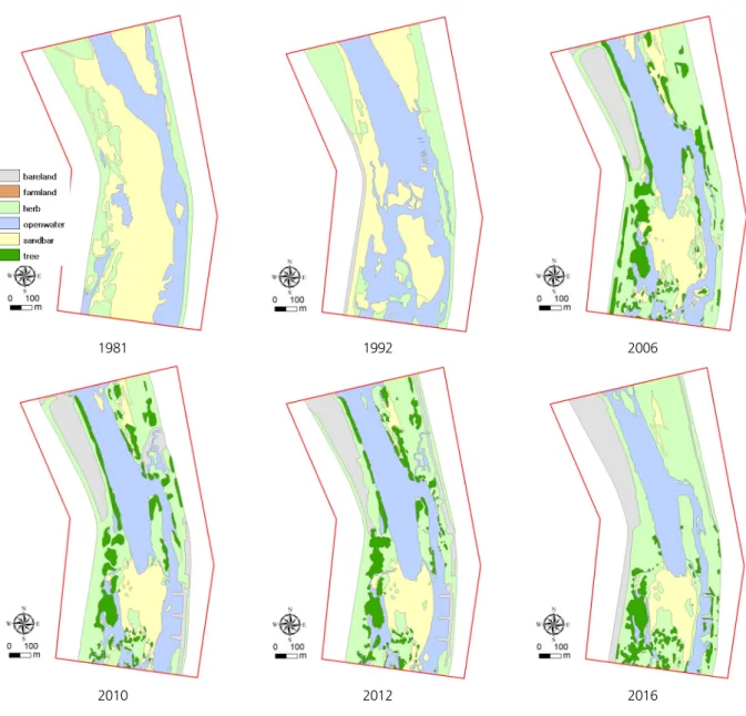 Fig. 3. Vegetation variation of Seom river