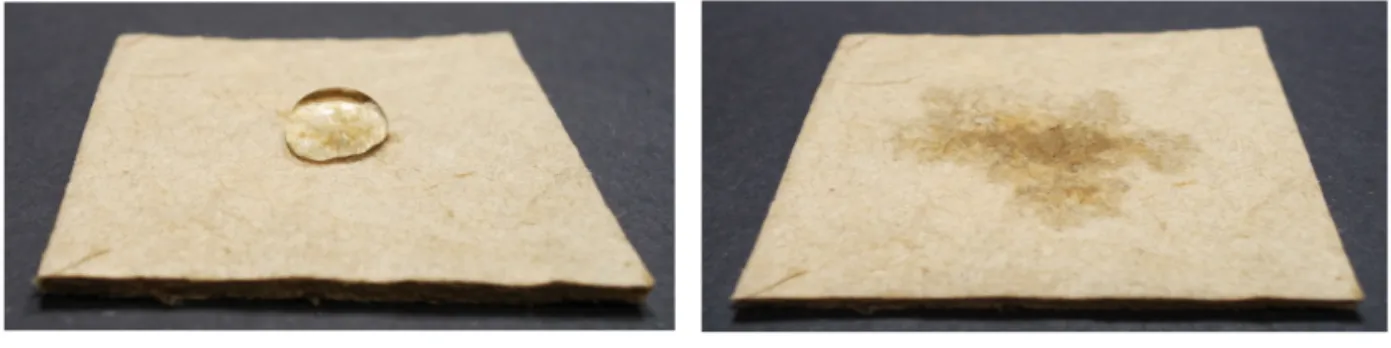 Fig.  1.  Methods  for  the  liquid  absorption  characterization  by  measuring  the  times  for  the  absorption  of  a  0.1  ml  water  drop