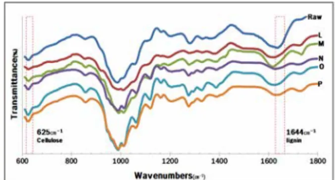 Fig.  6.  Infrared  spectra  of  pulp  samples  G~K. Fig.  7.  Infrared  spectra  of  pulp  samples  L~P.