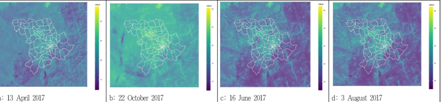 Figure 2. Distribution of land surface temperature(LST)