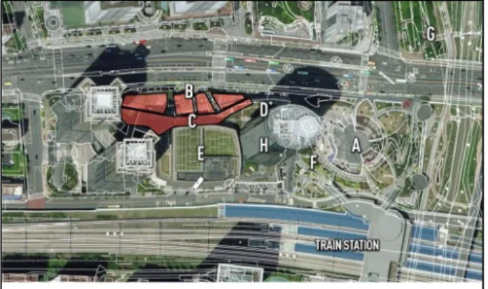 Figure 5. Overall plan and perspective view of D-Cube City
