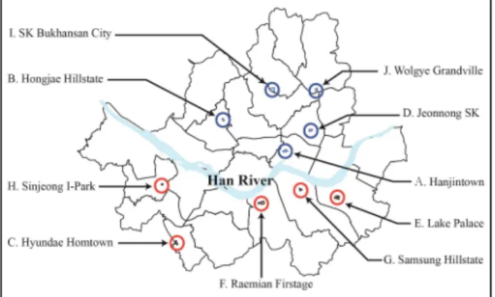 Figure 1. Study sites in Seoul