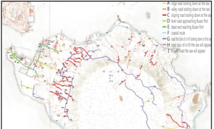 Figure 31. Distribution of 100 years roadscape types on the map of 1919
