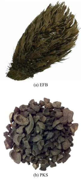 Fig.  1.  EFB  and  PKS  used  for  making  pellets.