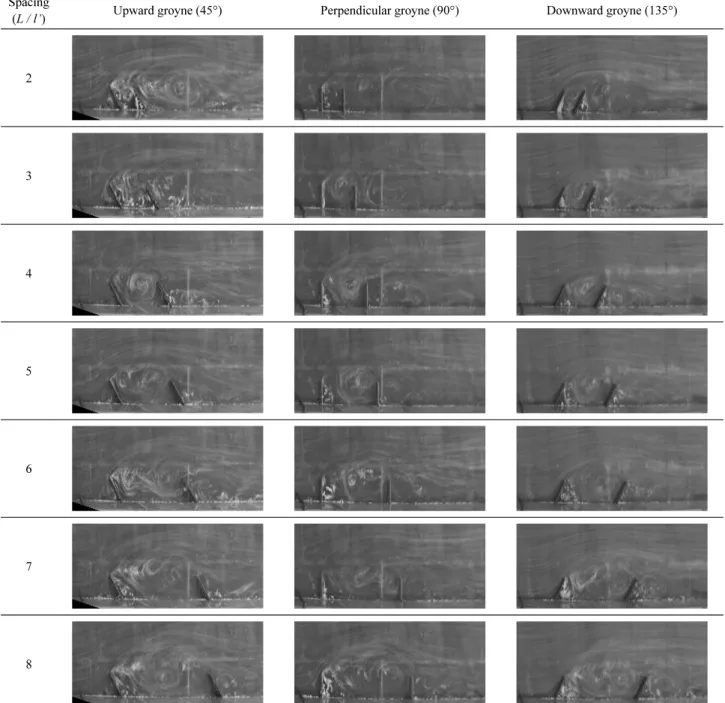 Fig. 5. Flow pattern on groyne conditions