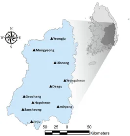 Fig. 1. Study area – Nakdong river basin in South Korea
