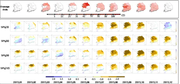 Fig. 5. Drought distribution map of damage data and monitoring information