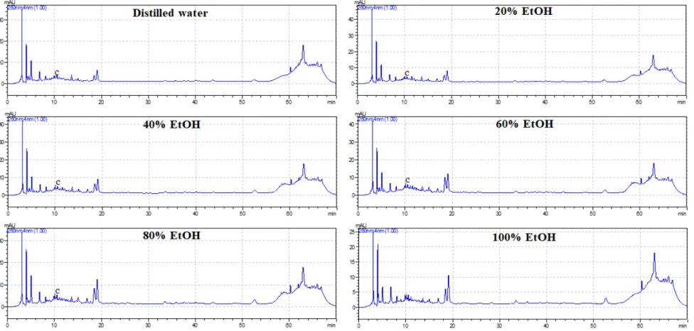 Fig.  5. HPLC  Chromatogram  of  the  Cornus  kousa fruit  extract  analyzed  at  260  nm.
