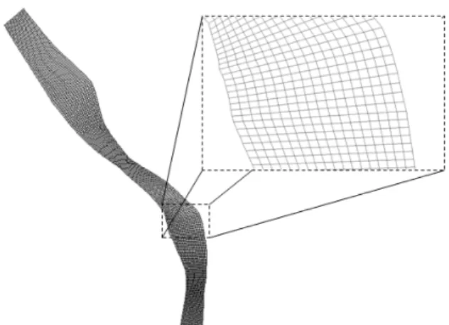 Fig. 2. Example of Grid generation along the curvilinear coordinate  system
