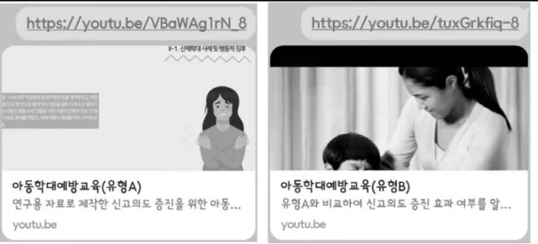 그림  2  CAP-CSI  동영상(A)와  기존  방식의  동영상(B)  유튜브  주소