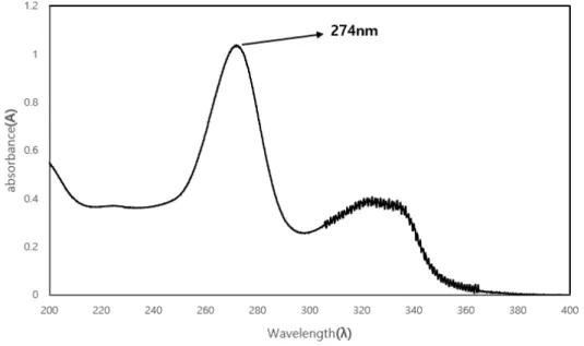Fig. 6. Absorption spectra of enrofloxacin (1～20 mg/L) based on the UV wavelength (200–400 nm).