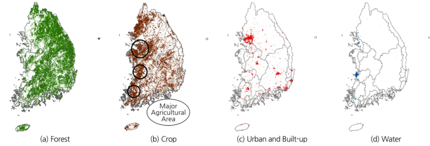Fig. 1. Land-cover map of the South Korea using MODIS images