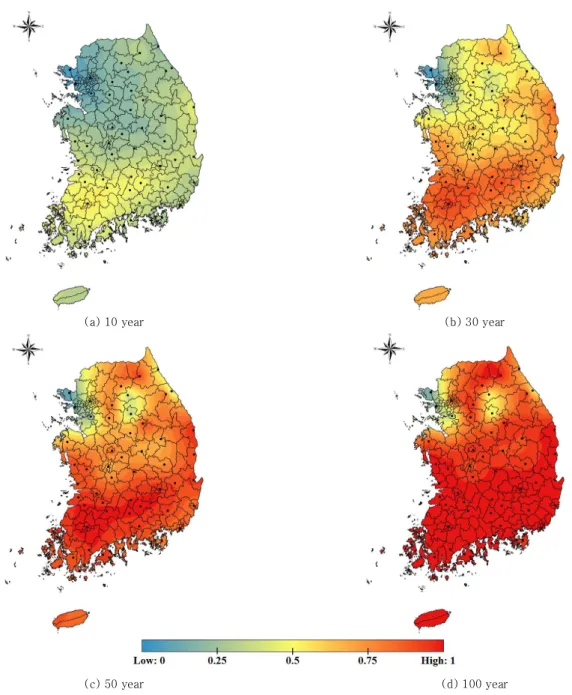 Fig. 5. Drought risk map with 10-month duration