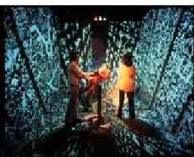 [그림  6]  “ConFIGURING”,  제프리  쇼  외(1996) 가상현실(virtual reality)이나 증강현실 (augmented reality)은 그 기술과 개념 상 인터렉 티브 비디오의 한 영역이라 할 수 있다