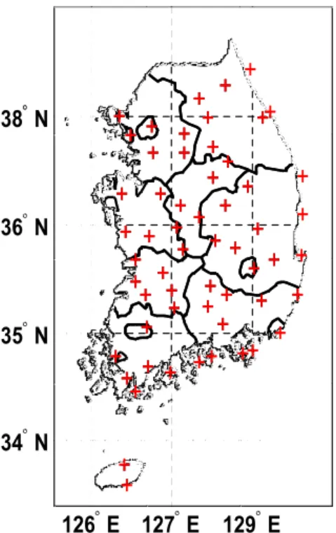 Fig. 2. Weather Stations used in this Study and their Location