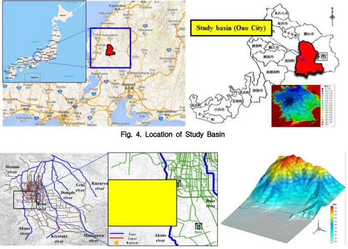 Fig. 4. Location of Study Basin R iver S ew er M anhole Collecting point BieldOccurrence pointAB BieldDomain of debris flow