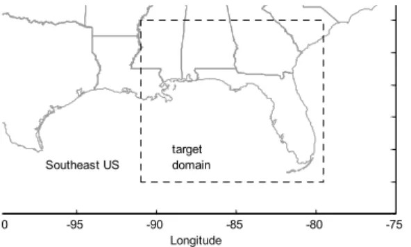 Fig. 1. Target Domain Chosen for GCM Evaluation over the Southeast US