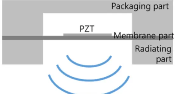 Fig.  1.  (Color  available  online)  Schematic  of  single  pMUT module.