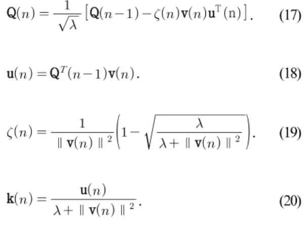 Table 1. Prewhitened l 1 -regularized RLS.
