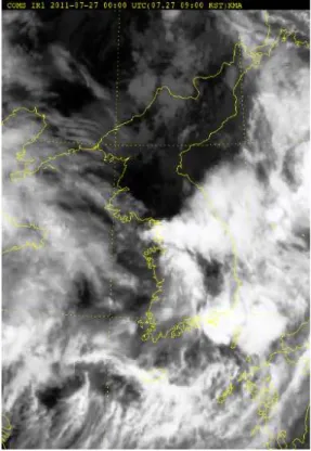 Fig. 1. COMS Image (infrared 1) at 08:00 July 27, 2011