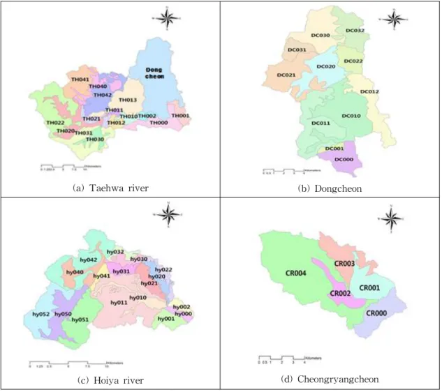 Fig. 5. Subbasins Maps of Study Rivers
