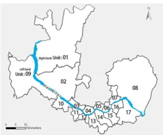 Fig. 4. Study Area and Sub-region Map: the Downstream Region of the Han River