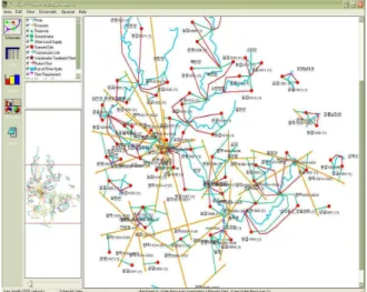 Fig. 4. Constructed Networks of the Han River Basin in K-WEAP3.3 미래 물수급 전망 중권역별 물수급 분석을 위해 수자원장기종합계획에서 이용한 K-WEAP 모형을 적용하였다