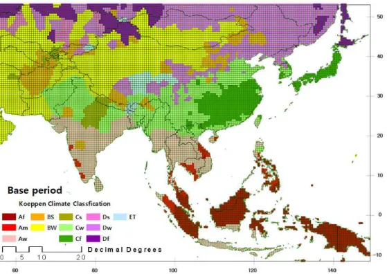 Fig. 3. The Spatial Distribution of Köppen Climate Classification for the Period 1991～2010