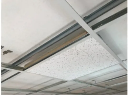Fig. 6. Installation of the suspended ceiling with double  panel absorbent gypsum boards.
