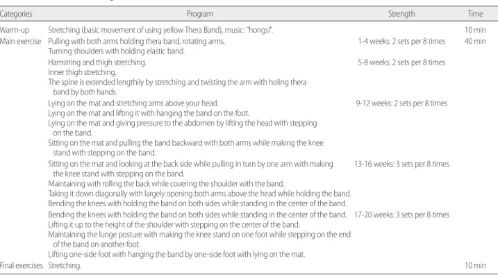 Table 1.  Thera Band Exercise Program