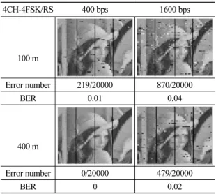 Table 5. Received image of each channel and BERs  with RS code (Data bits: 20000).
