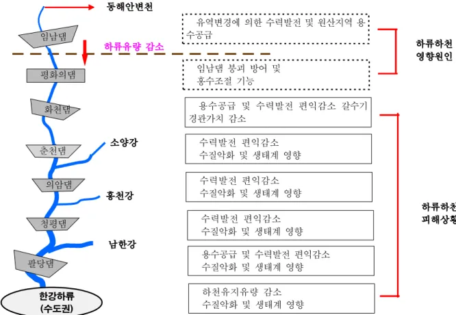 Fig. 2. Negative Effects on the Downstream River Reach by Imnam Dam