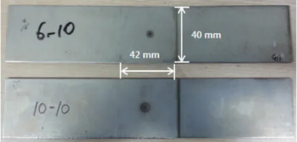 Fig. 9 Infrared thermography of spot welded speci- speci-mens by transmission method (pulse)