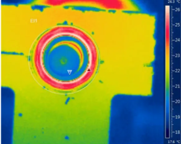 Fig. 6 Thermal distribution of ball bearing monitored from thermographic experiment