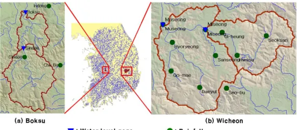 Fig.  1.  Study  Area Watershed Outlet (Water  level  station) Area (MLTM, 2007;  MOC, 1994)[km2] Basinslope [m/m]
