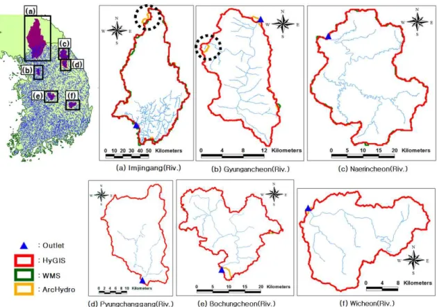Fig. 6. Positions and Boundaries of Study Areas
