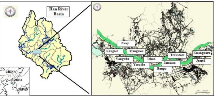 Fig. 5. Locations of Terrace Land of the Han River