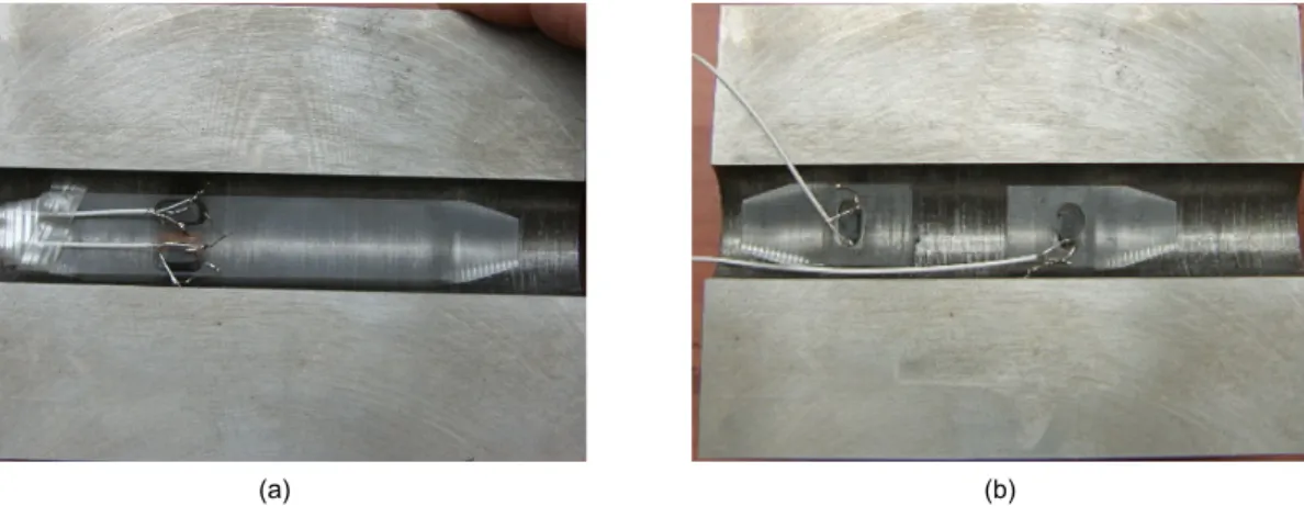 Fig. 2 Pretest of TOFD method to find optimum conditions: (a) circumferential TOFD, (b) axial TOFD
