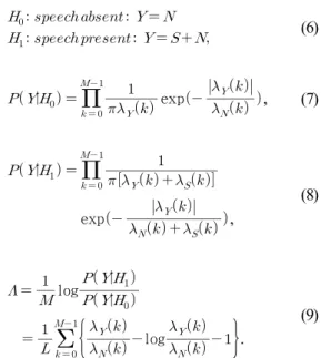 Fig. 6. Results of the proposed method in car-noise  environment,  (a)  noisy  speech  signal  (b)  clean  speech signal (c) the proposed feature (d) detection  output  of  edge  filter  with  state  transition  model.