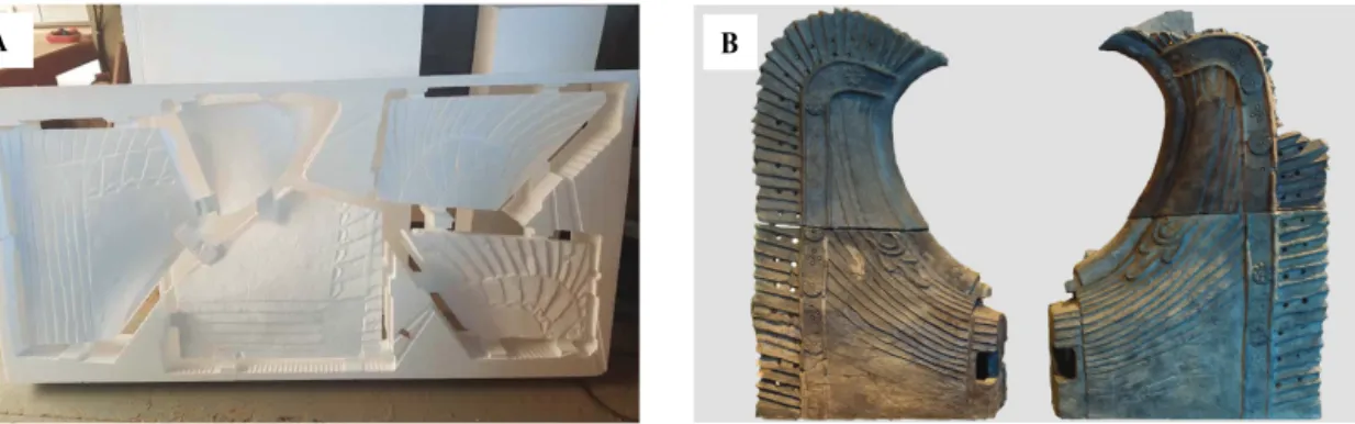 Figure 11. The making of restoration part.  (A) CNC machining,  (B) Completed restoration.