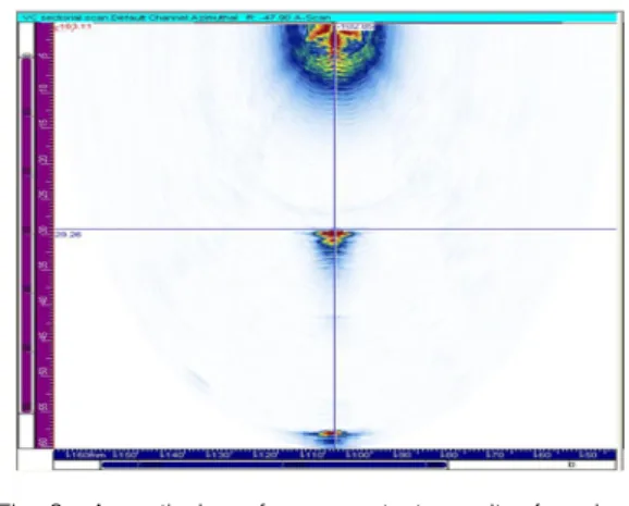 Fig. 8 Acoustical  performance  test  results  for  shear  wave  phased  array  probe