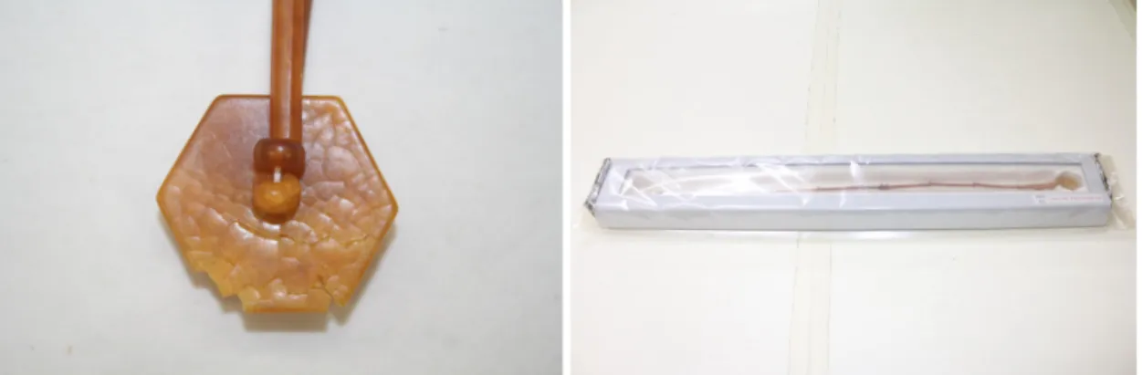 Figure 14. Adhering to the central ornament fragments of  hatstring(22245) with 20% Plextol D 498 emulsion.