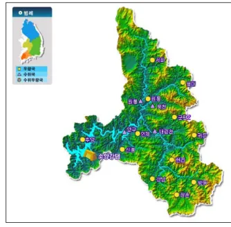 Fig.  2.  Configuration  of  Rainfall  Observatory  for                  Soyang  River  Dam  Basin