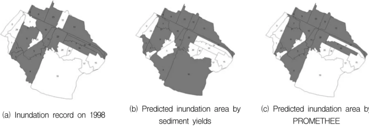 Fig.  5.  Comparison  of  the  Actual  and  Predicted  Inundation  Area  in  the  Guja  Basin