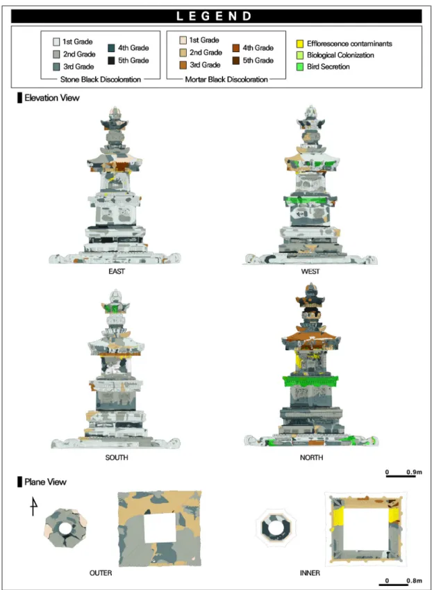 Figure 3. Representative chemical surface deterioration maps showing the Stupa.