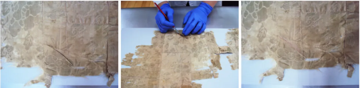 Figure 11. Removing creases by direct humidification with brush.
